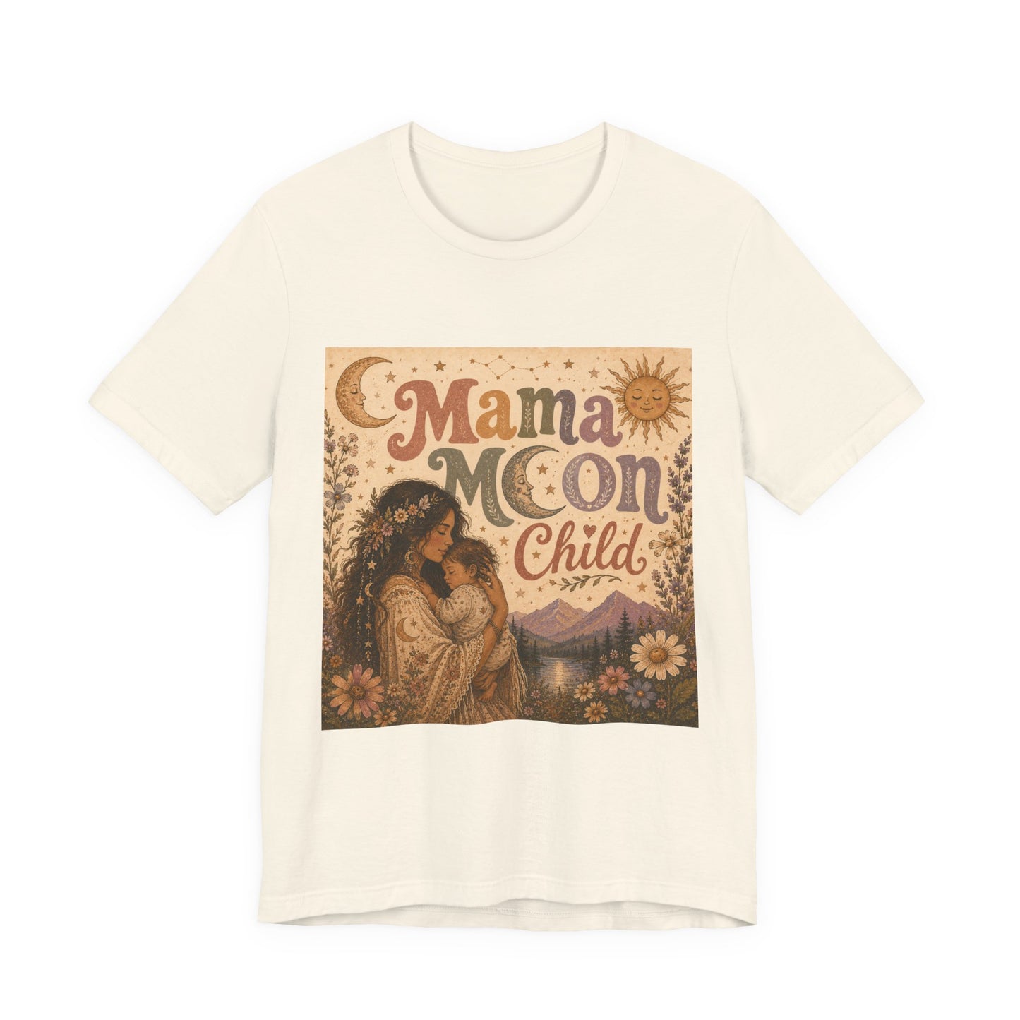 Mama Moon Child Tee — Vintage Boho Mother & Child Graphic T-Shirt