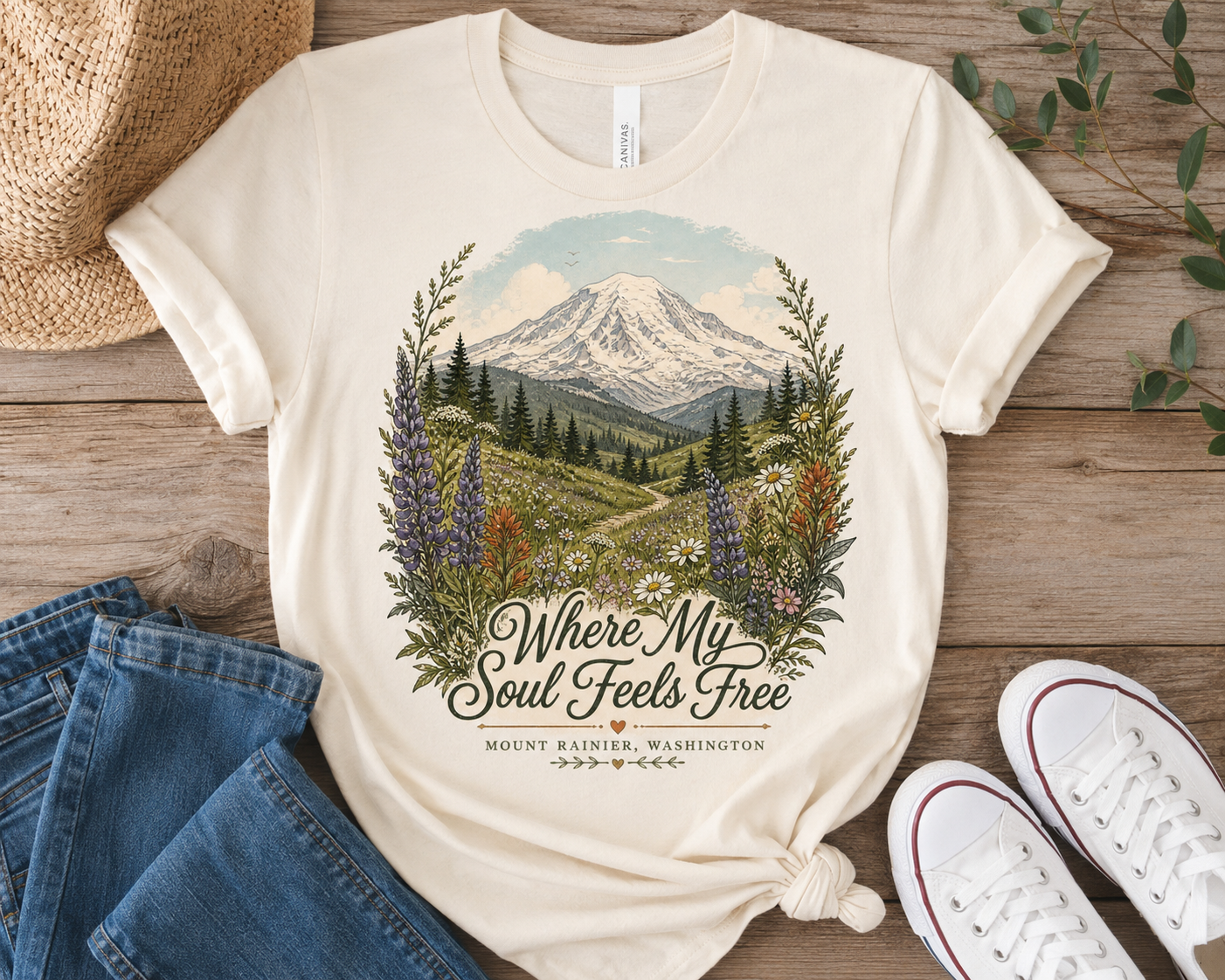 T-Shirt — "Where My Soul Feels Free" Mountain Scenic Tee