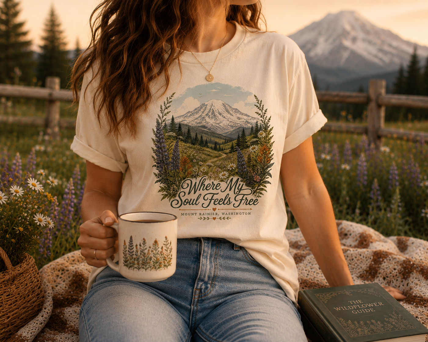 T-Shirt — "Where My Soul Feels Free" Mountain Scenic Tee