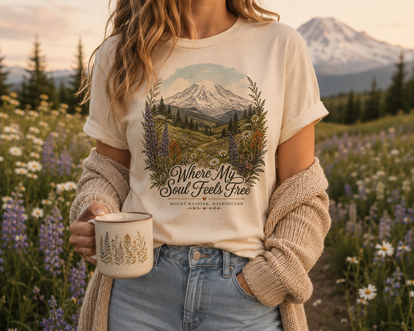 T-Shirt — "Where My Soul Feels Free" Mountain Scenic Tee