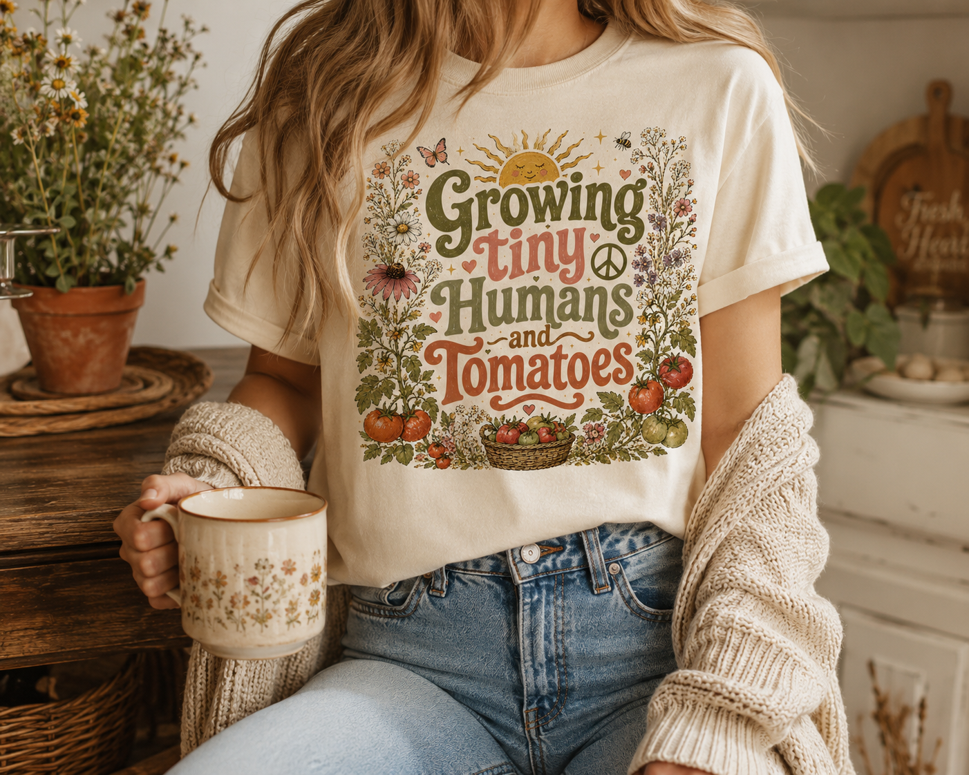 🌿 Growing Tiny Humans and Tomatoes | Cottage Garden Graphic Tee