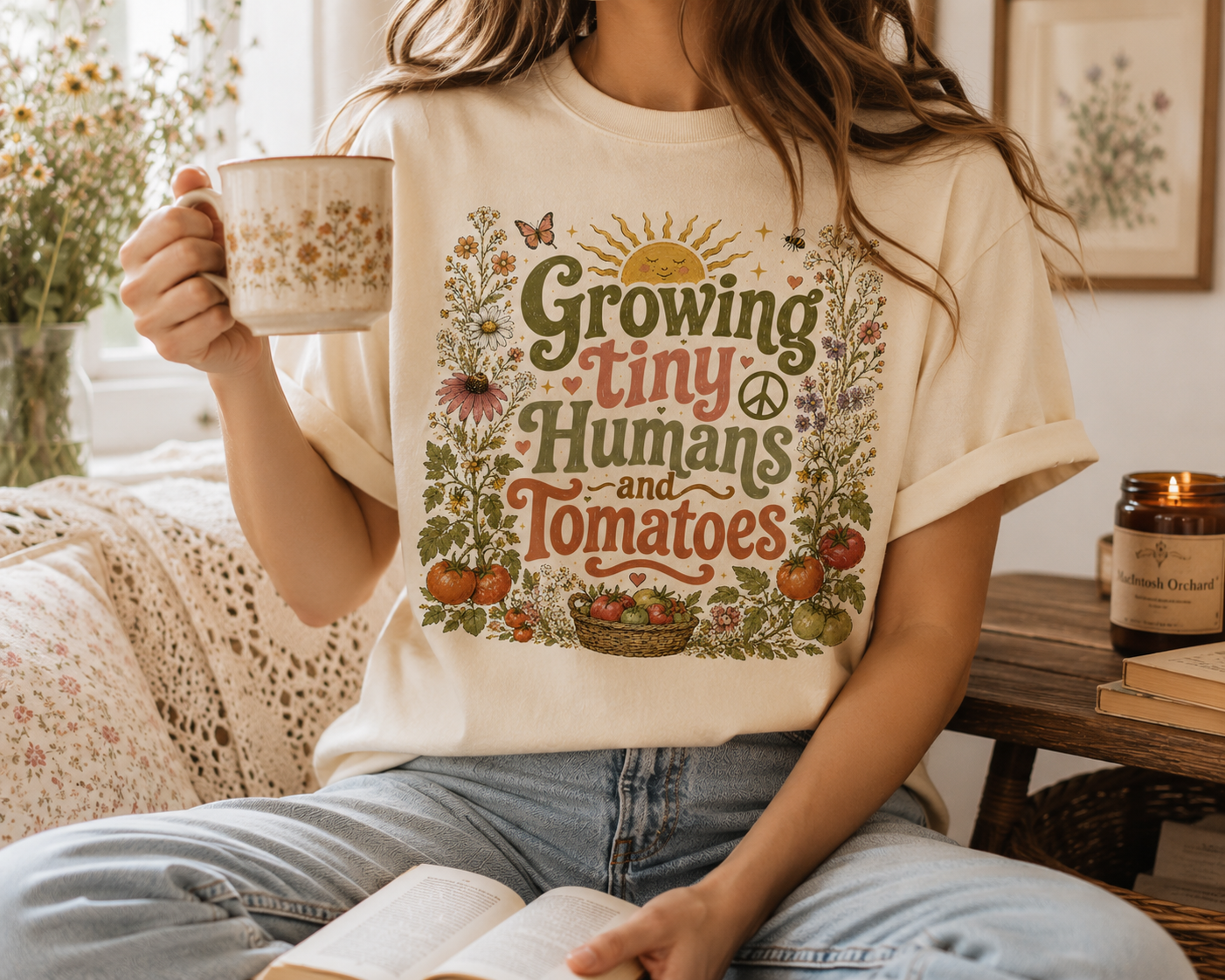 🌿 Growing Tiny Humans and Tomatoes | Cottage Garden Graphic Tee