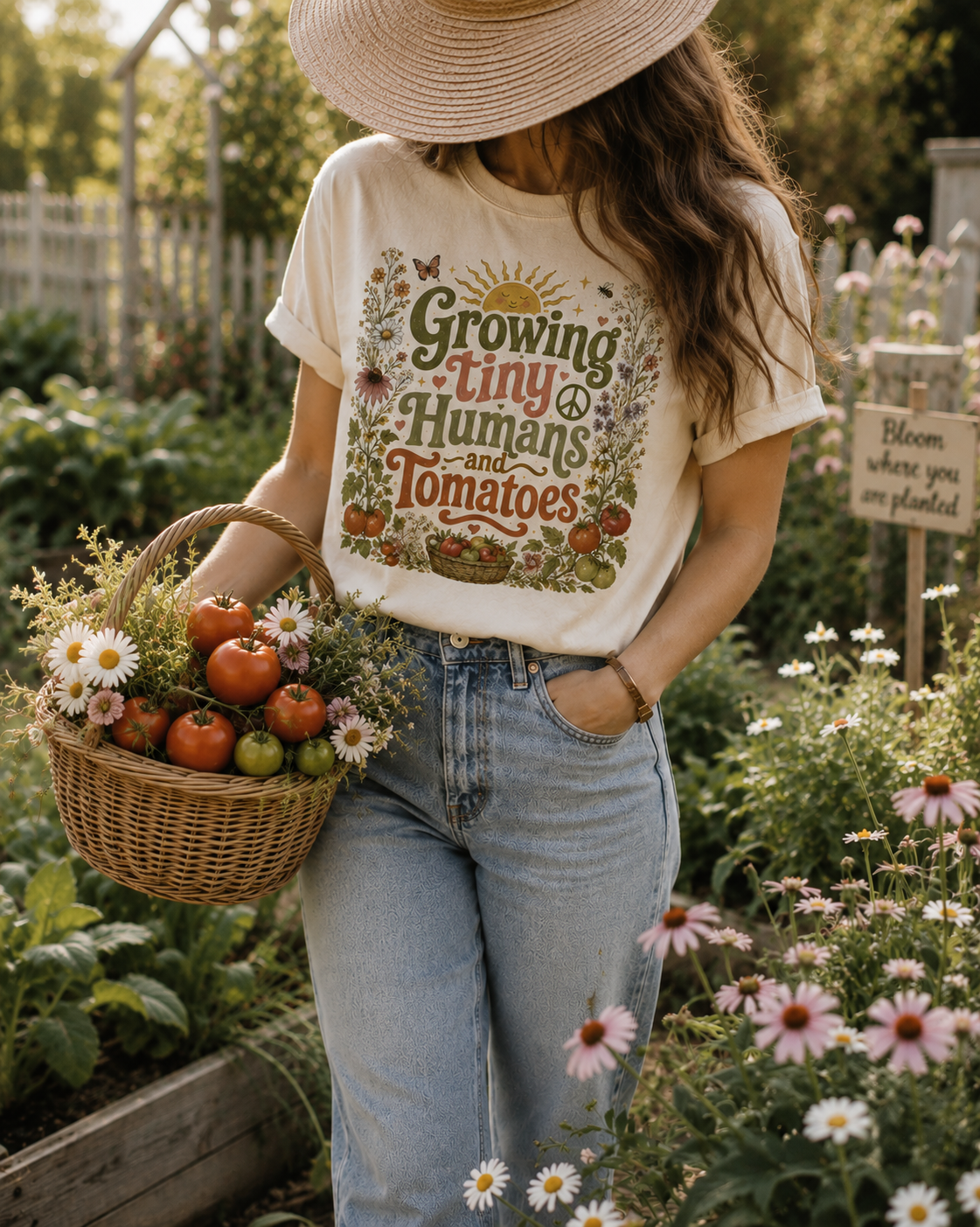 🌿 Growing Tiny Humans and Tomatoes | Cottage Garden Graphic Tee