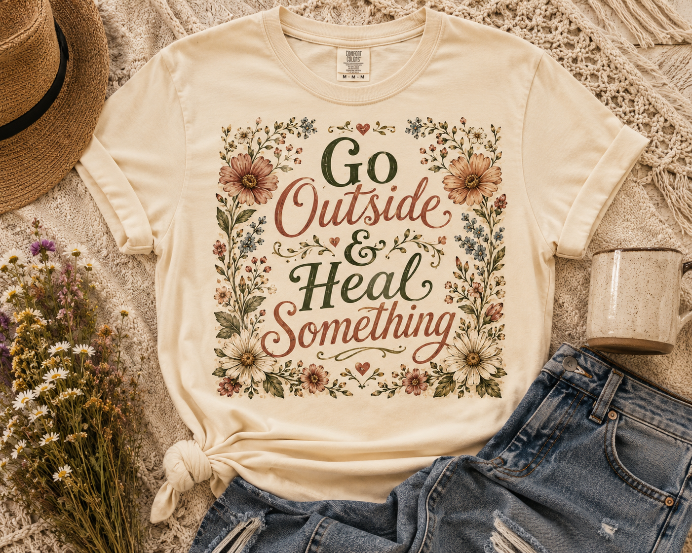 Go Outside & Heal Something Floral Tee
