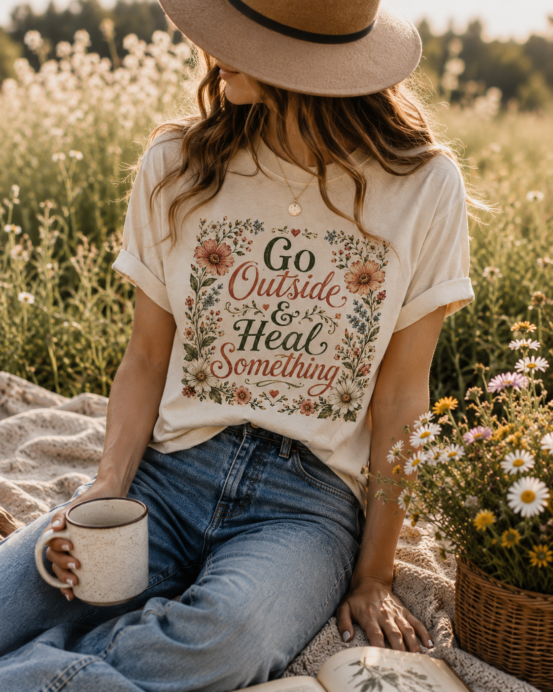 Go Outside & Heal Something Floral Tee