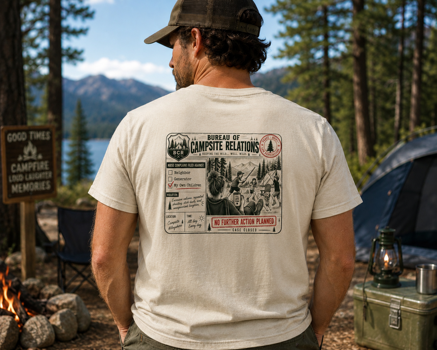 Bureau of Campsite Relations My Own Children Camping Shirt
