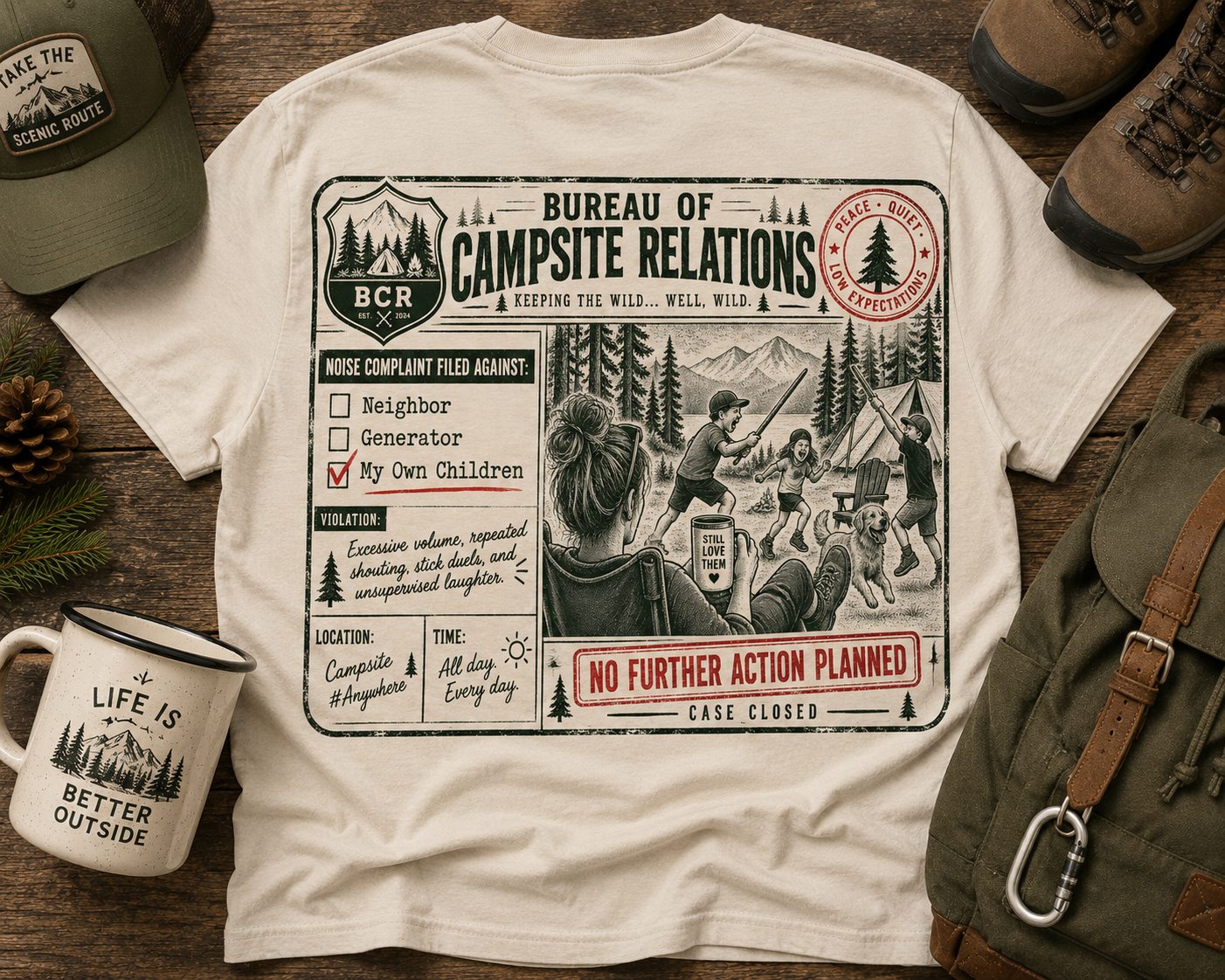 Bureau of Campsite Relations My Own Children Camping Shirt
