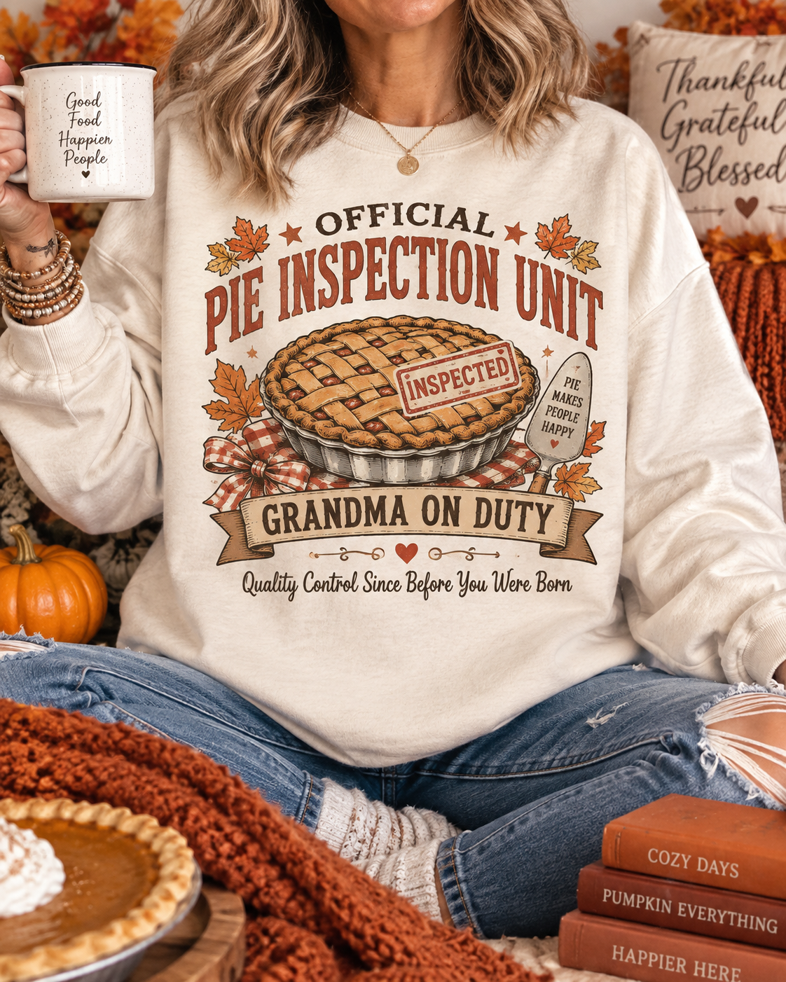 Official Pie Inspection Grandma on duty Unisex Jersey Long Sleeve Tee