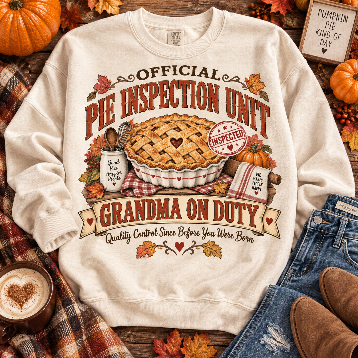 Official Pie Inspection Grandma on duty Unisex Jersey Long Sleeve Tee