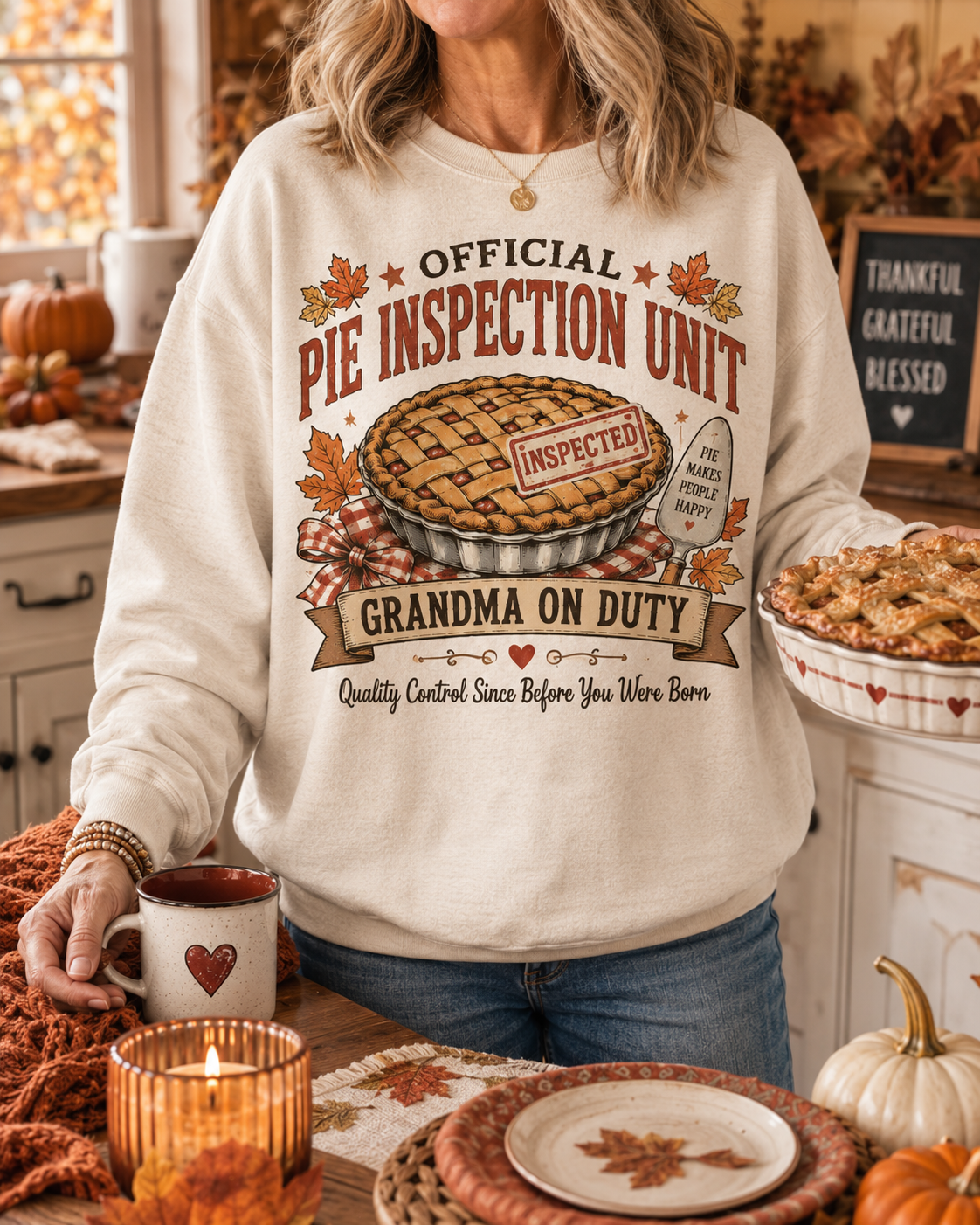 Official Pie Inspection Grandma on duty Unisex Jersey Long Sleeve Tee