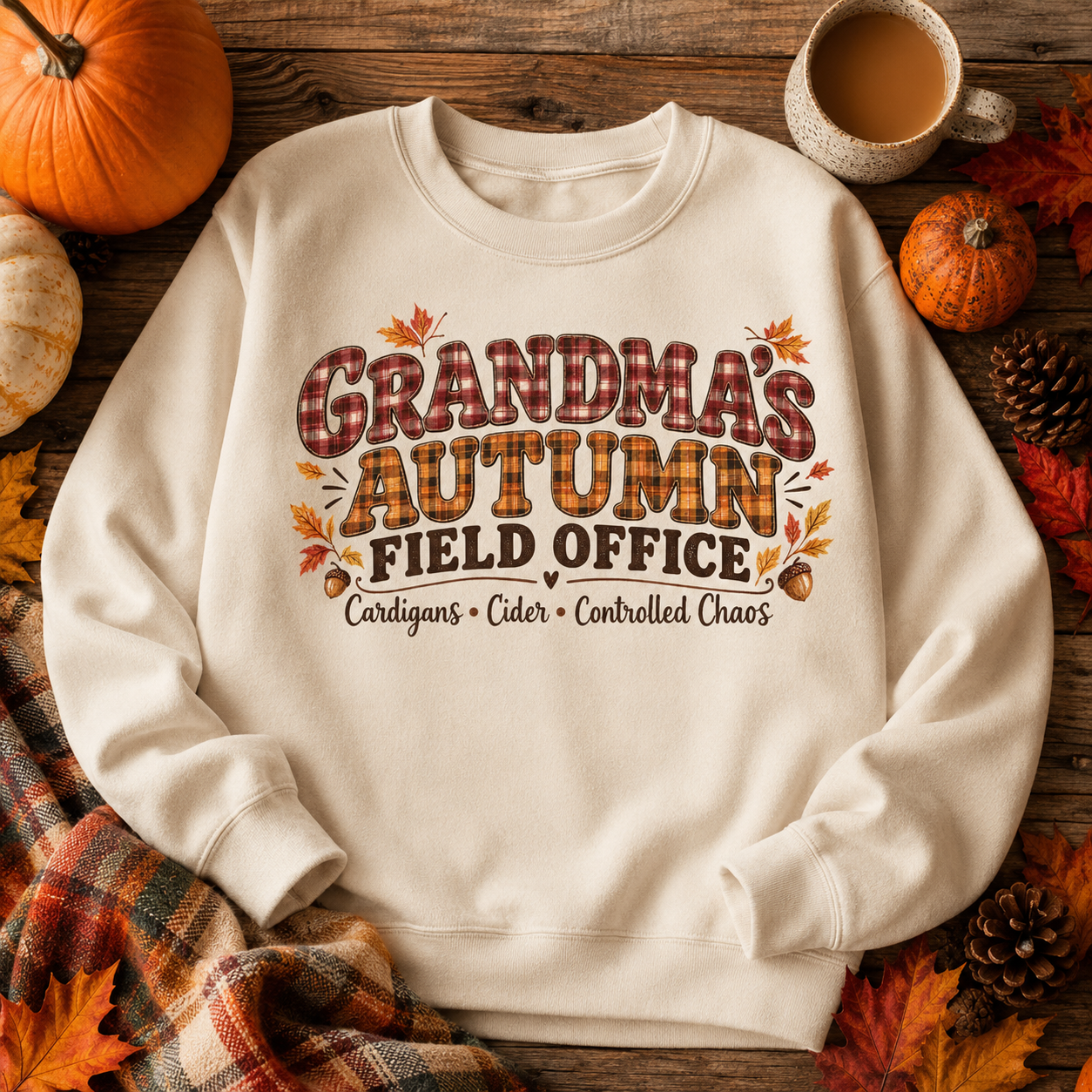 Grandma’s Autumn Field Office Long Sleeve Tee — Cozy Fall Grandma Shirt