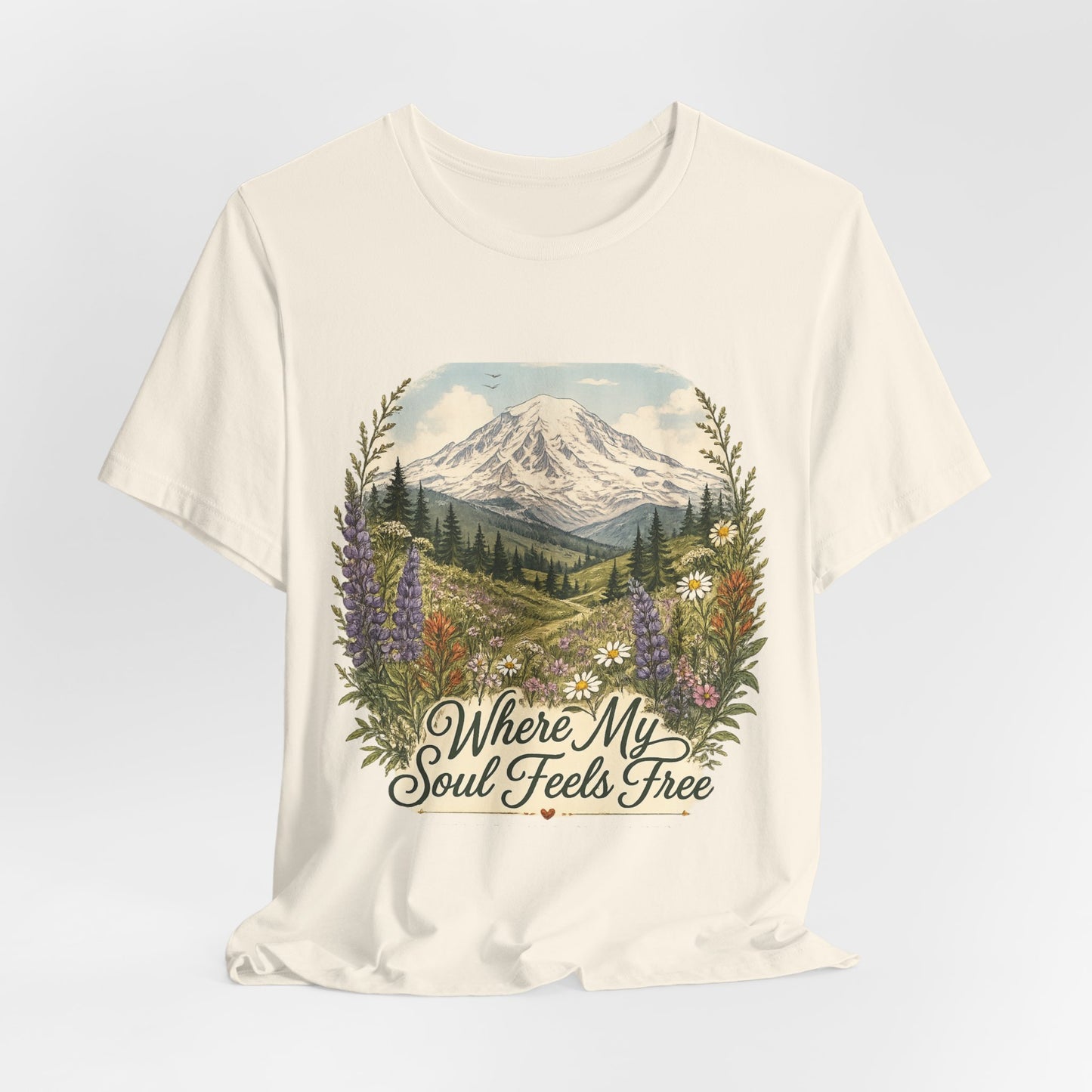 T-Shirt — "Where My Soul Feels Free" Mountain Scenic Tee